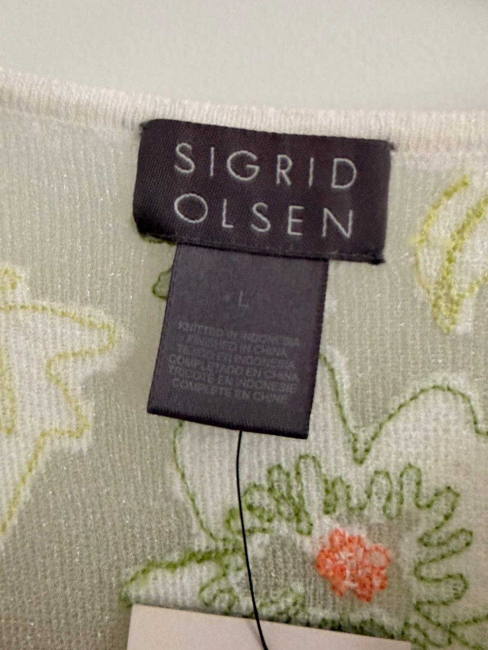 Sigrid Olsen White Floral Embroidered Button-Front Top - Picture 3 of 7
